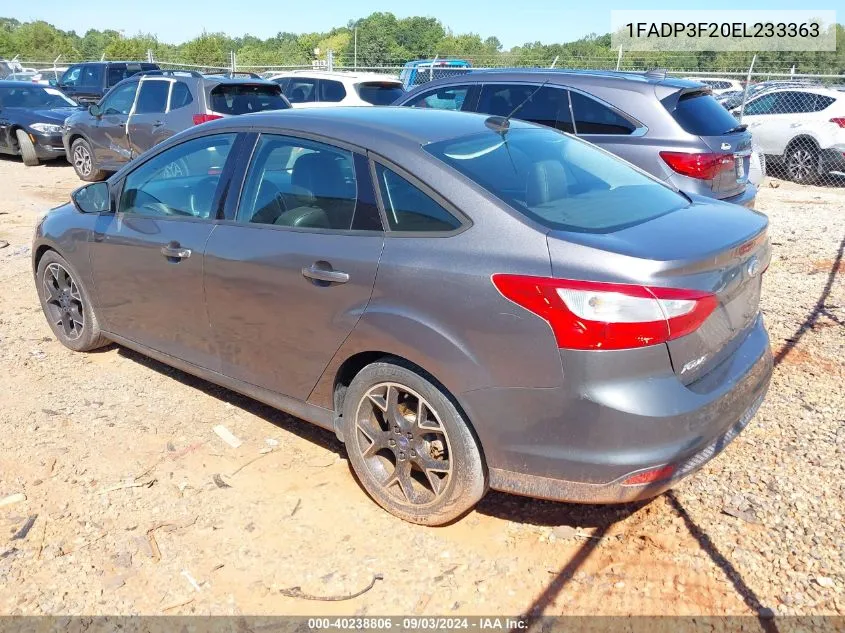 2014 Ford Focus Se VIN: 1FADP3F20EL233363 Lot: 40238806