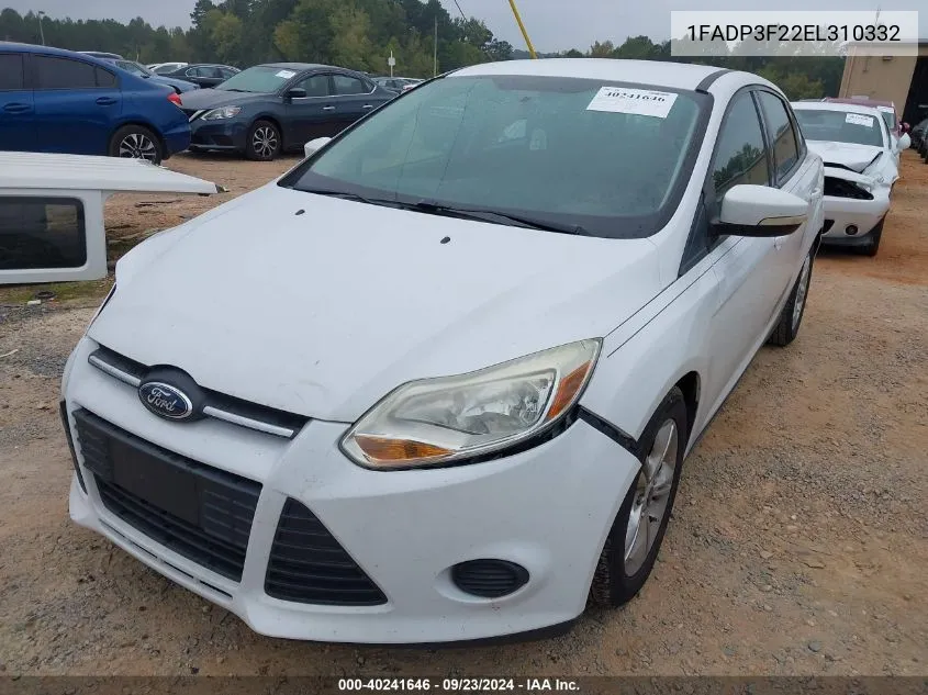 2014 Ford Focus Se VIN: 1FADP3F22EL310332 Lot: 40241646