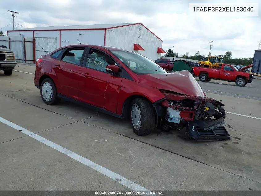 2014 Ford Focus Se VIN: 1FADP3F2XEL183040 Lot: 40248674