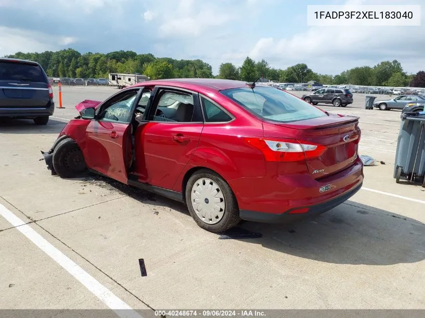 2014 Ford Focus Se VIN: 1FADP3F2XEL183040 Lot: 40248674