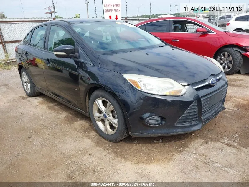 2014 Ford Focus Se VIN: 1FADP3F2XEL119113 Lot: 40254419