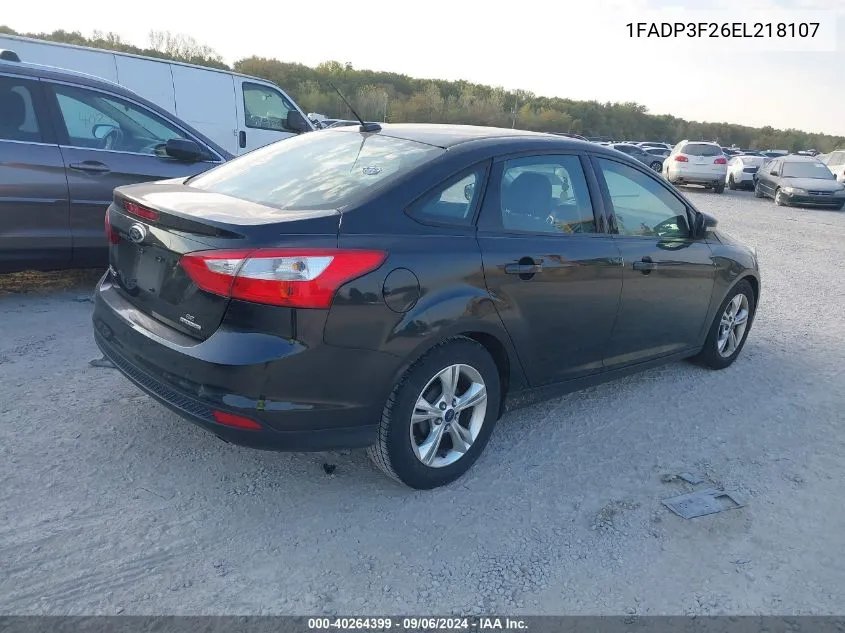 2014 Ford Focus Se VIN: 1FADP3F26EL218107 Lot: 40264399