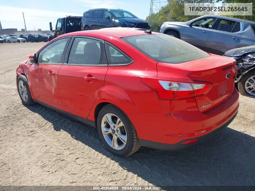 2014 Ford Focus Se VIN: 1FADP3F25EL265645 Lot: 40264889