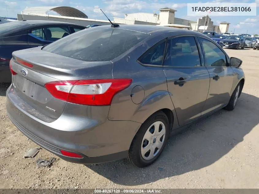 2014 Ford Focus S VIN: 1FADP3E28EL381066 Lot: 40267128