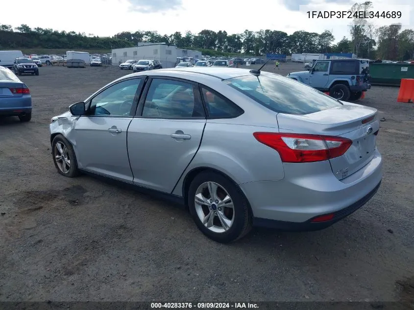 2014 Ford Focus Se VIN: 1FADP3F24EL344689 Lot: 40283376