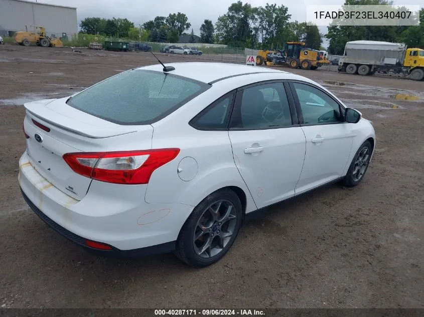 2014 Ford Focus Se VIN: 1FADP3F23EL340407 Lot: 40287171