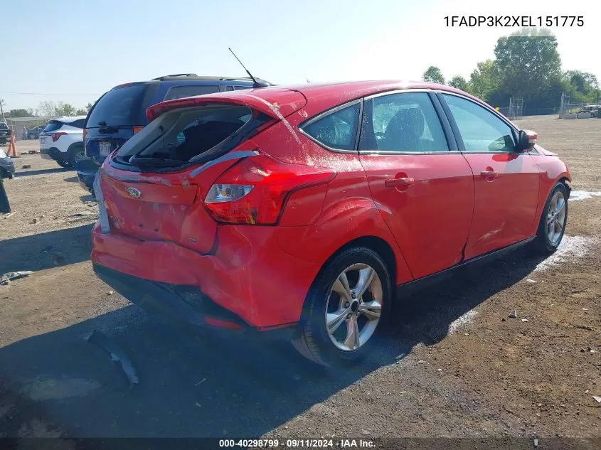 2014 Ford Focus Se VIN: 1FADP3K2XEL151775 Lot: 40298799