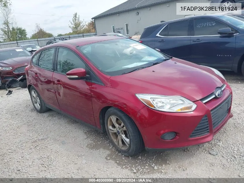 2014 Ford Focus Se VIN: 1FADP3K28EL181924 Lot: 40300990