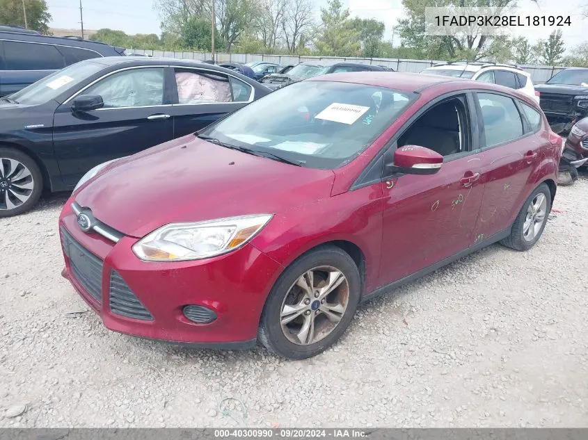 2014 Ford Focus Se VIN: 1FADP3K28EL181924 Lot: 40300990