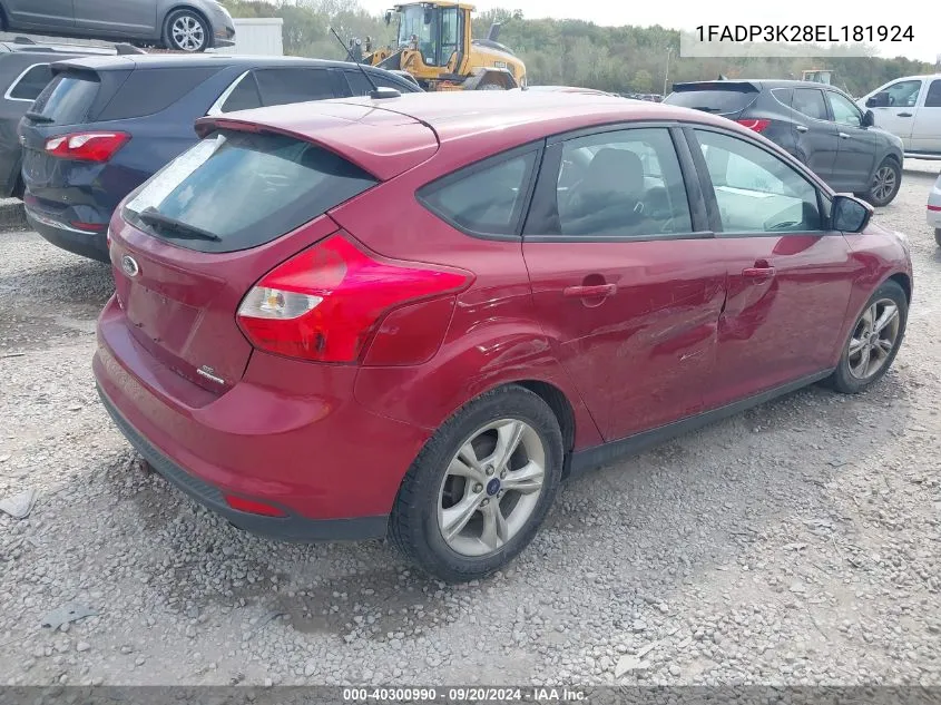 2014 Ford Focus Se VIN: 1FADP3K28EL181924 Lot: 40300990