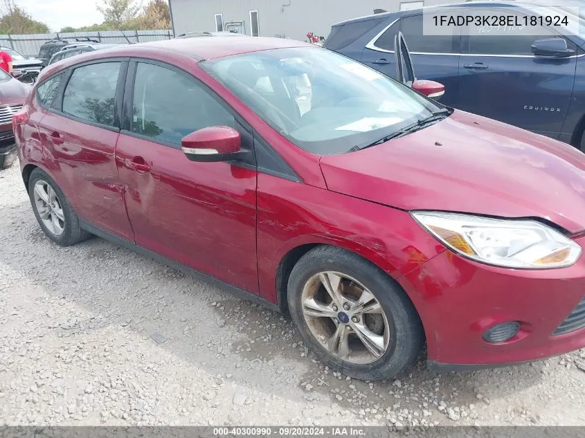 2014 Ford Focus Se VIN: 1FADP3K28EL181924 Lot: 40300990