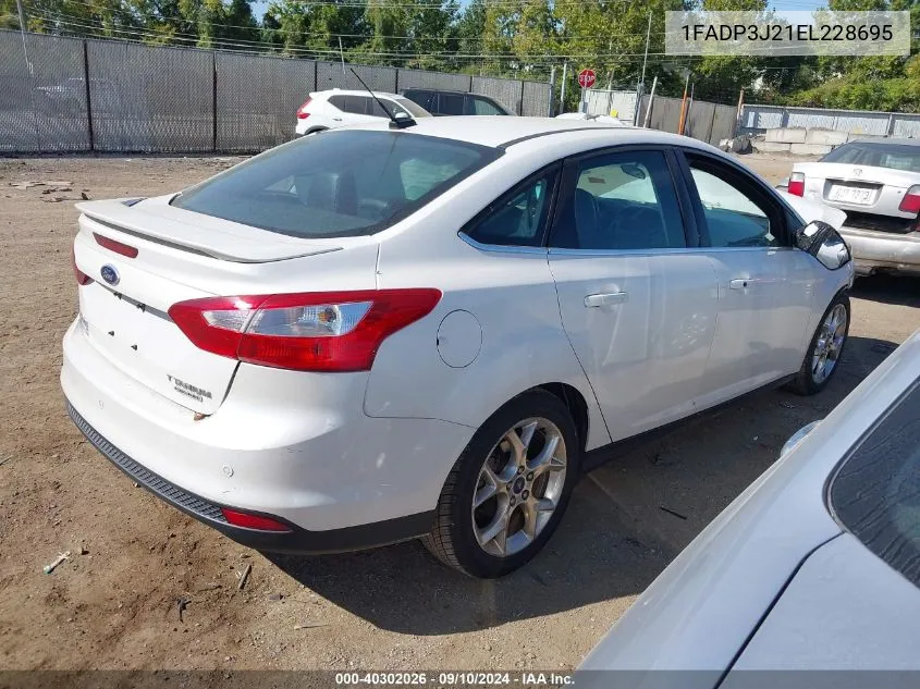 2014 Ford Focus Titanium VIN: 1FADP3J21EL228695 Lot: 40302026