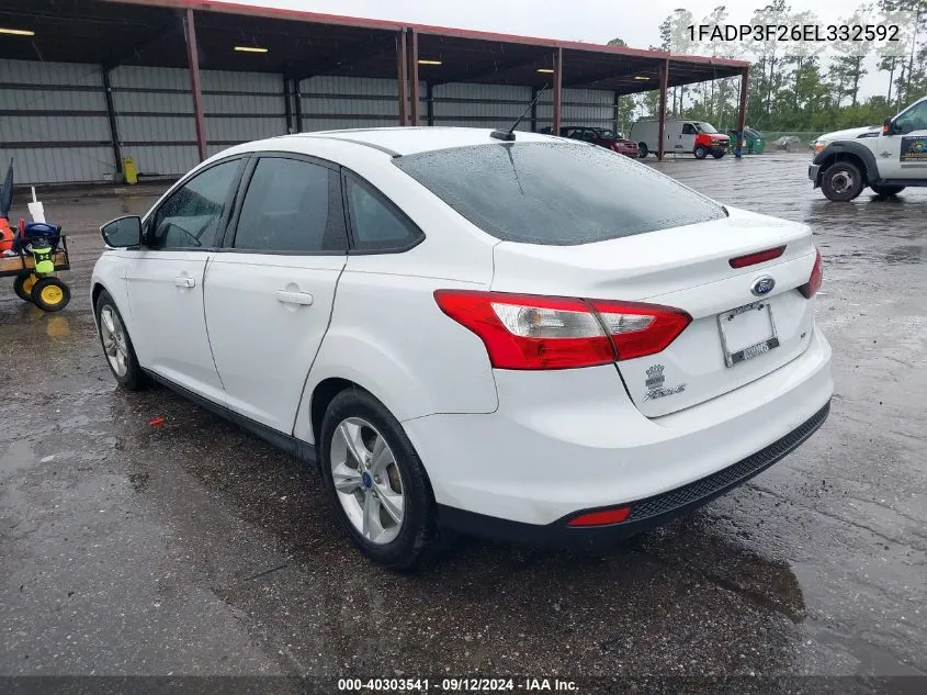 2014 Ford Focus Se VIN: 1FADP3F26EL332592 Lot: 40303541