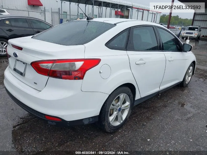 2014 Ford Focus Se VIN: 1FADP3F26EL332592 Lot: 40303541