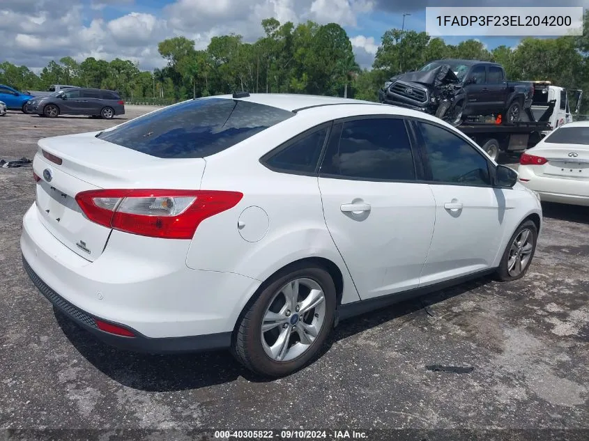 2014 Ford Focus Se VIN: 1FADP3F23EL204200 Lot: 40305822