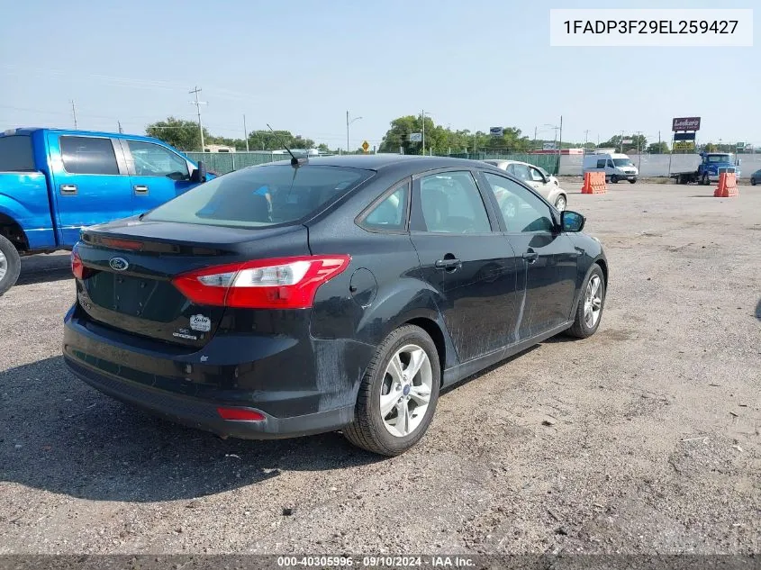 2014 Ford Focus Se VIN: 1FADP3F29EL259427 Lot: 40305996