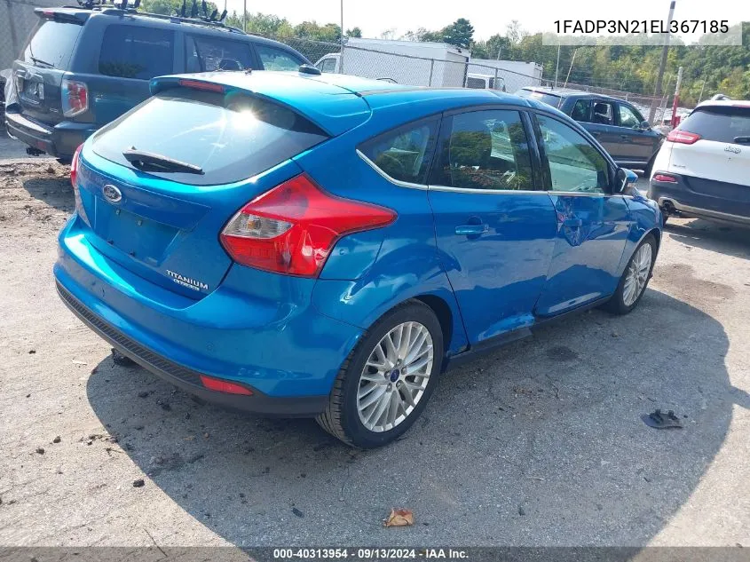 2014 Ford Focus Titanium VIN: 1FADP3N21EL367185 Lot: 40313954