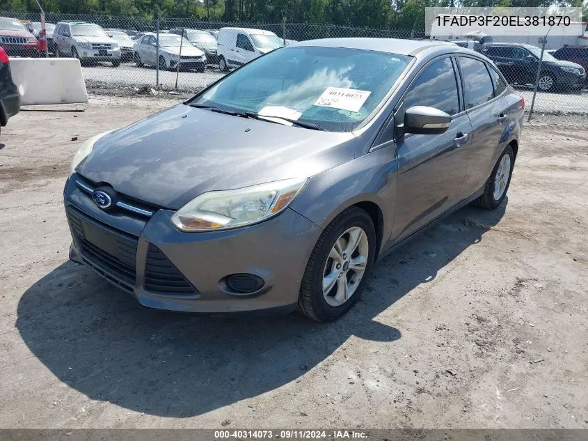 2014 Ford Focus Se VIN: 1FADP3F20EL381870 Lot: 40314073