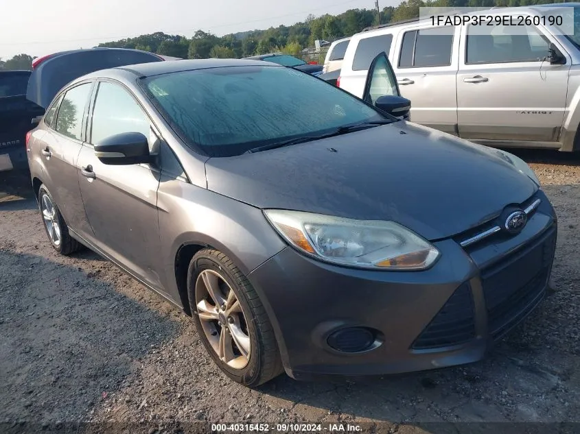 2014 Ford Focus Se VIN: 1FADP3F29EL260190 Lot: 40315452