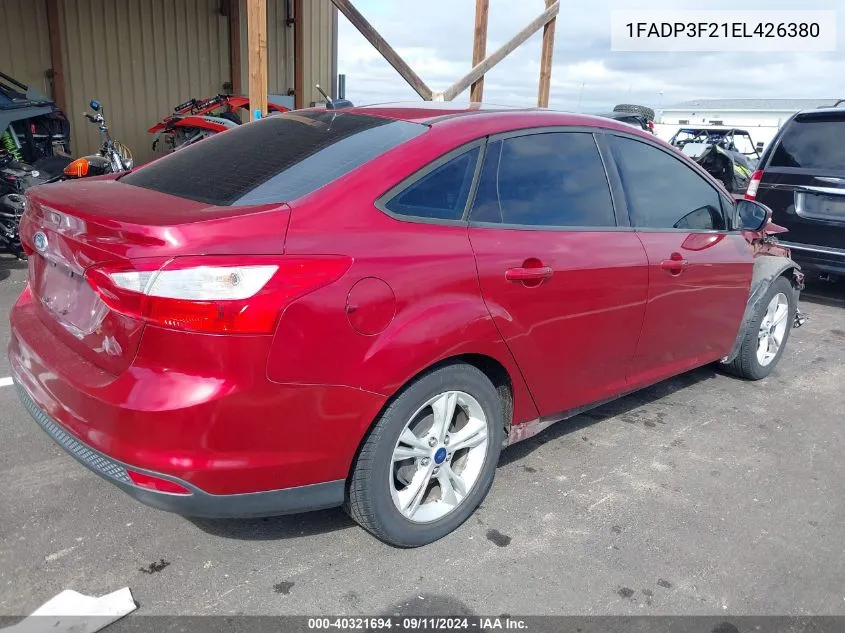 2014 Ford Focus Se VIN: 1FADP3F21EL426380 Lot: 40321694