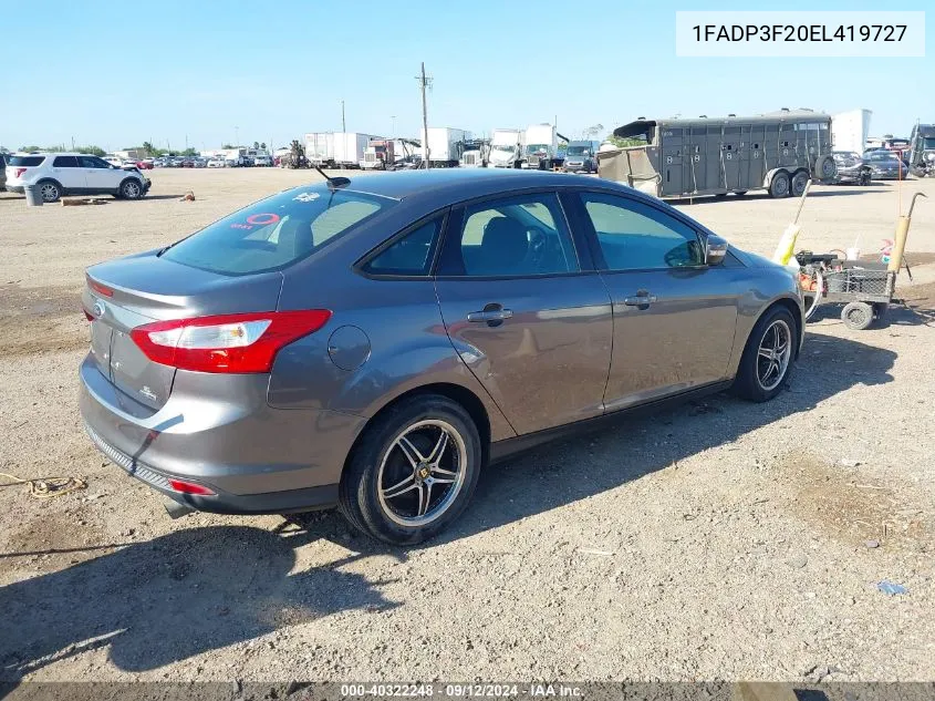 2014 Ford Focus Se VIN: 1FADP3F20EL419727 Lot: 40322248