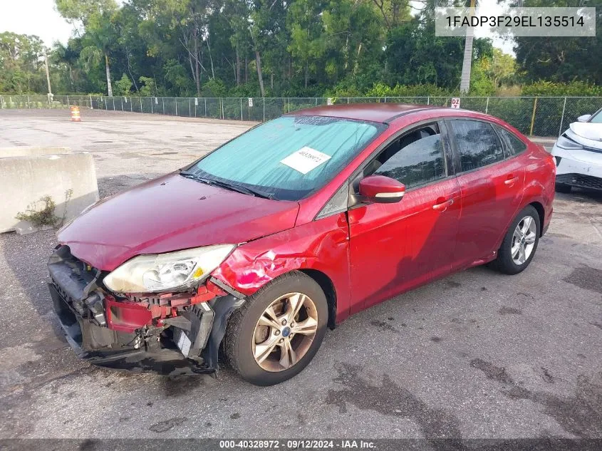 2014 Ford Focus Se VIN: 1FADP3F29EL135514 Lot: 40328972