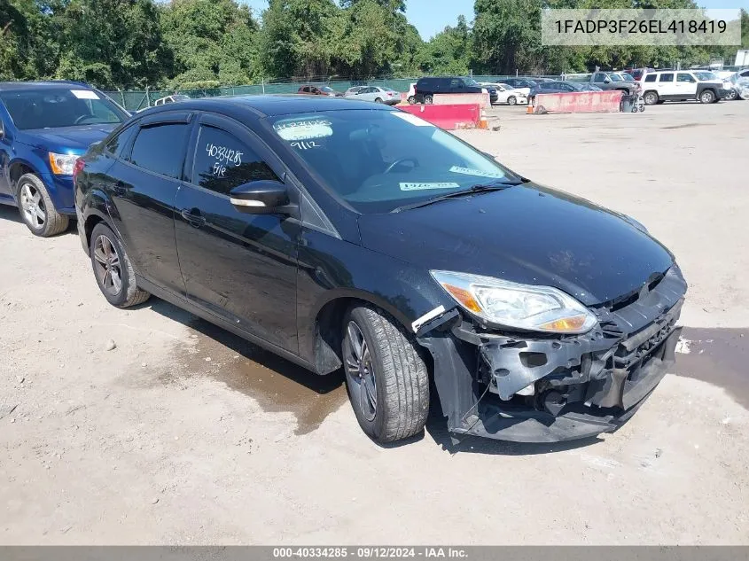 2014 Ford Focus Se VIN: 1FADP3F26EL418419 Lot: 40334285