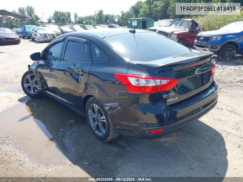 2014 Ford Focus Se VIN: 1FADP3F26EL418419 Lot: 40334285