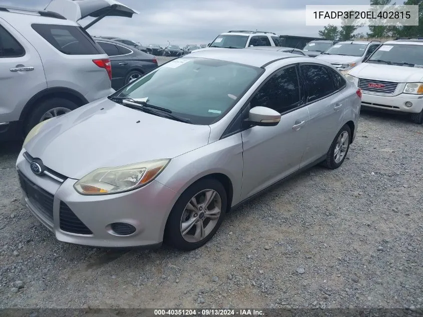 2014 Ford Focus Se VIN: 1FADP3F20EL402815 Lot: 40351204