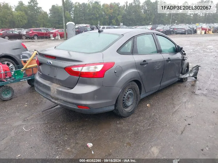 2014 Ford Focus S VIN: 1FADP3E20EL302067 Lot: 40352260