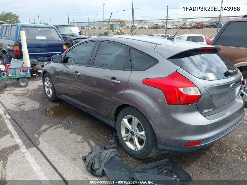 2014 Ford Focus Se VIN: 1FADP3K29EL143988 Lot: 40355581