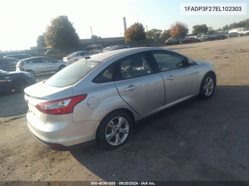 2014 Ford Focus Se VIN: 1FADP3F27EL102303 Lot: 40361888