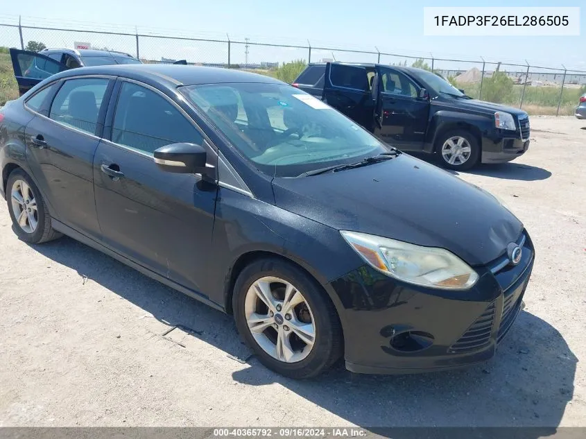 2014 Ford Focus Se VIN: 1FADP3F26EL286505 Lot: 40365792