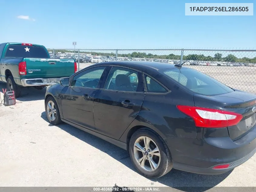 2014 Ford Focus Se VIN: 1FADP3F26EL286505 Lot: 40365792