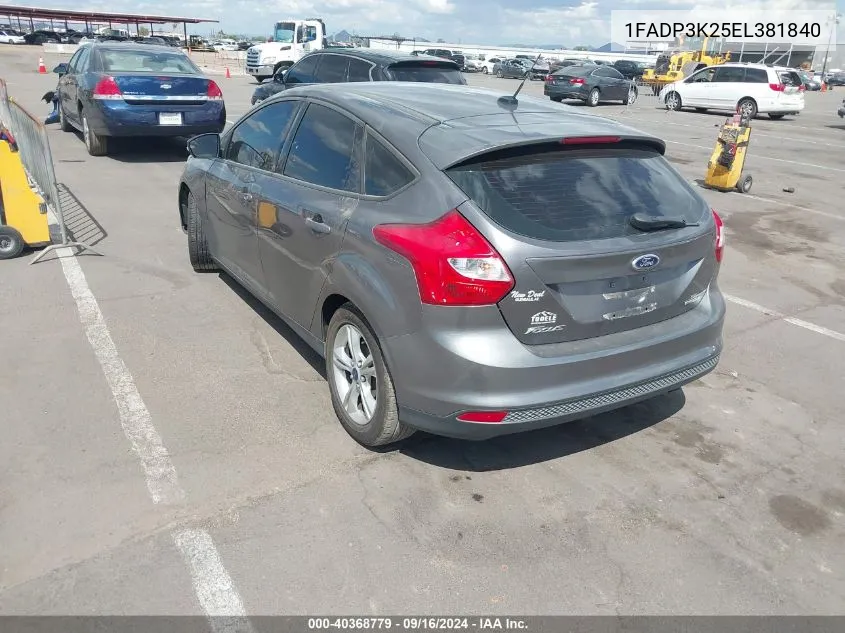 2014 Ford Focus Se VIN: 1FADP3K25EL381840 Lot: 40368779