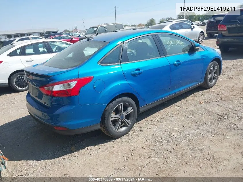 2014 Ford Focus Se VIN: 1FADP3F29EL419211 Lot: 40370369