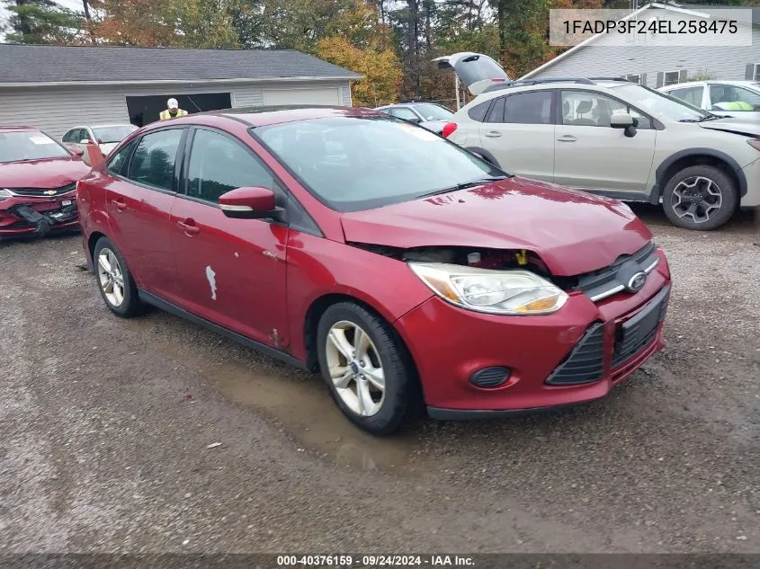 2014 Ford Focus Se VIN: 1FADP3F24EL258475 Lot: 40376159