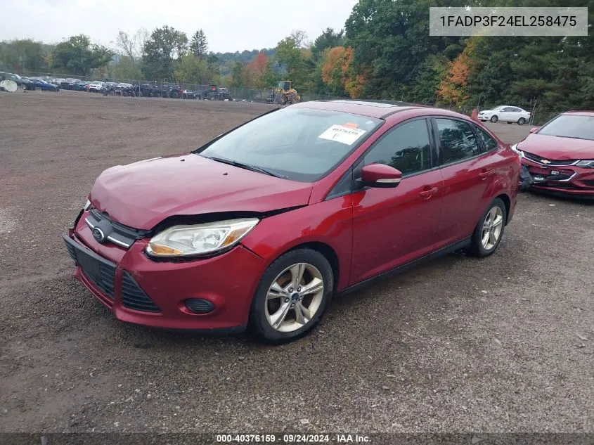 2014 Ford Focus Se VIN: 1FADP3F24EL258475 Lot: 40376159