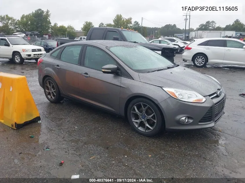 2014 Ford Focus Se VIN: 1FADP3F20EL115605 Lot: 40376641