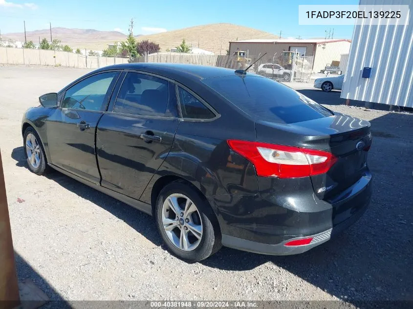 2014 Ford Focus Se VIN: 1FADP3F20EL139225 Lot: 40381948