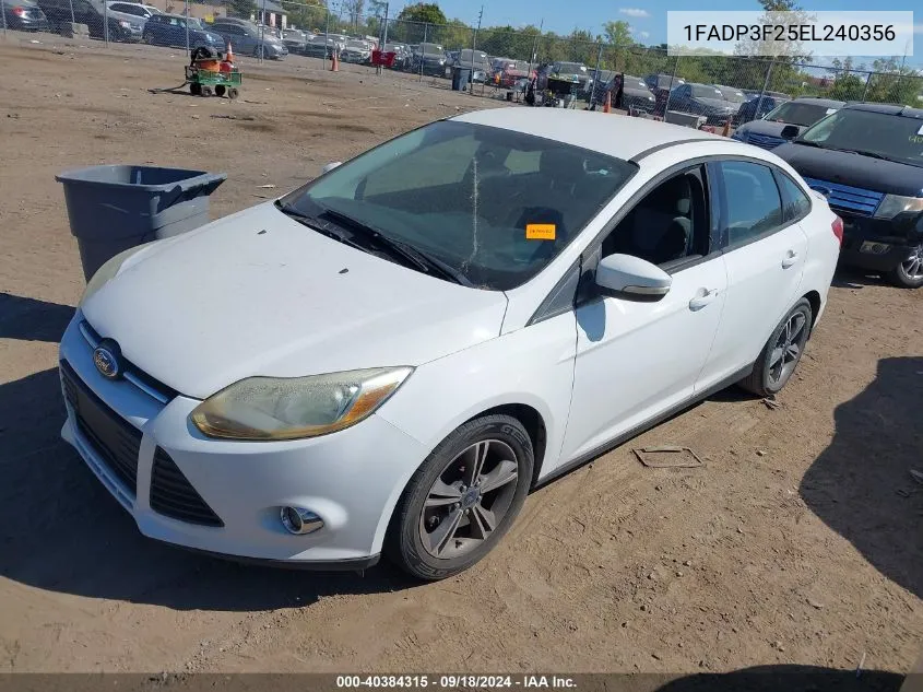 2014 Ford Focus Se VIN: 1FADP3F25EL240356 Lot: 40384315