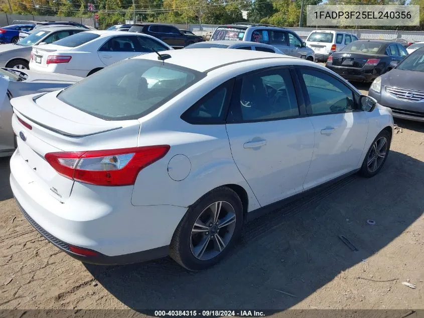 2014 Ford Focus Se VIN: 1FADP3F25EL240356 Lot: 40384315