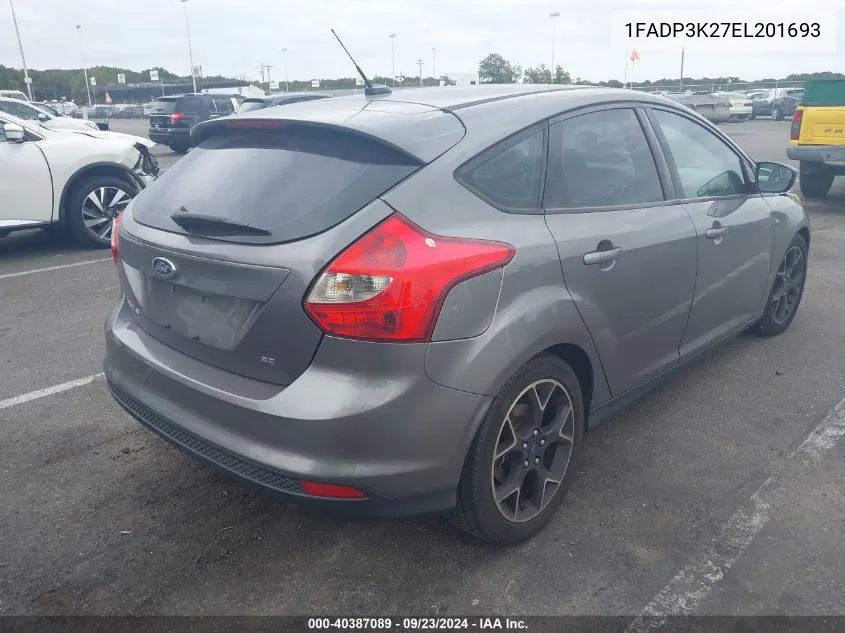 2014 Ford Focus Se VIN: 1FADP3K27EL201693 Lot: 40387089