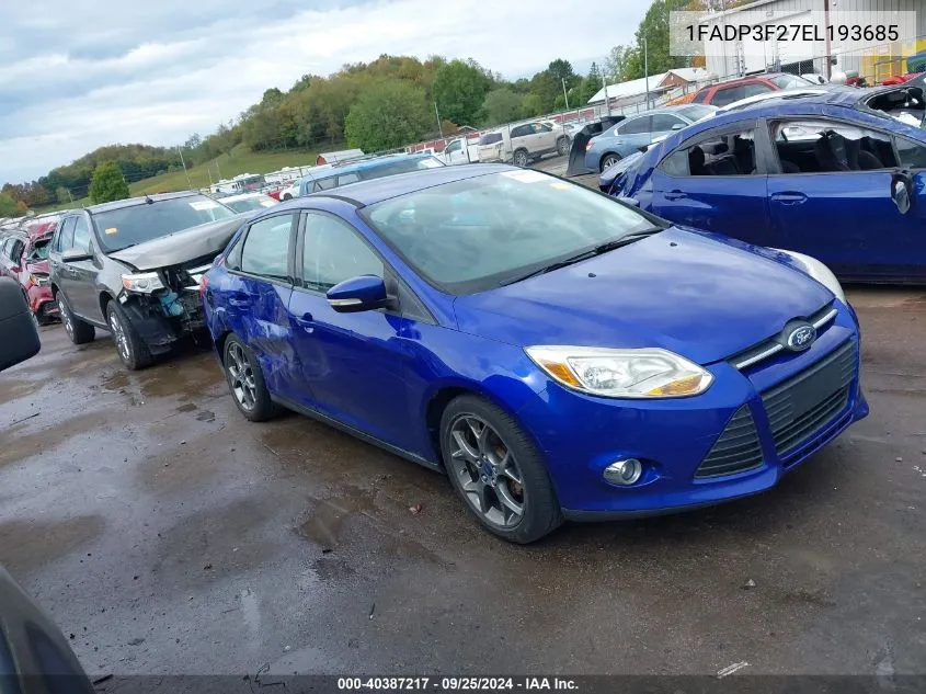 2014 Ford Focus Se VIN: 1FADP3F27EL193685 Lot: 40387217