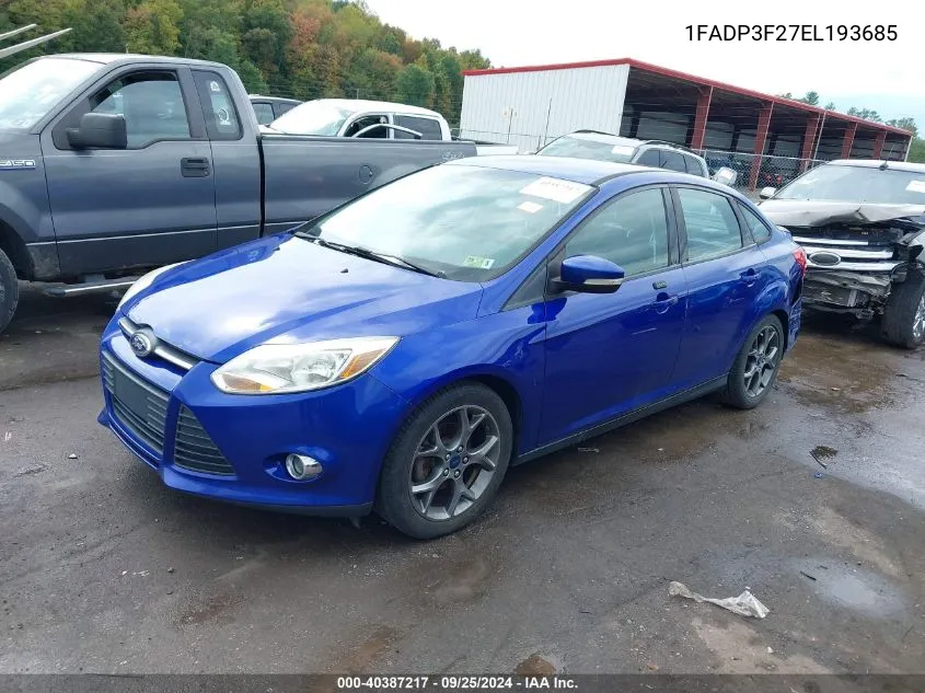 2014 Ford Focus Se VIN: 1FADP3F27EL193685 Lot: 40387217