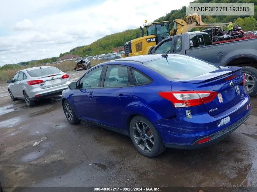 2014 Ford Focus Se VIN: 1FADP3F27EL193685 Lot: 40387217