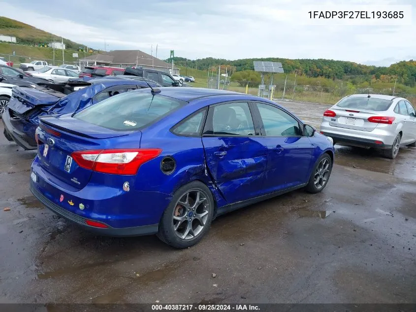 2014 Ford Focus Se VIN: 1FADP3F27EL193685 Lot: 40387217