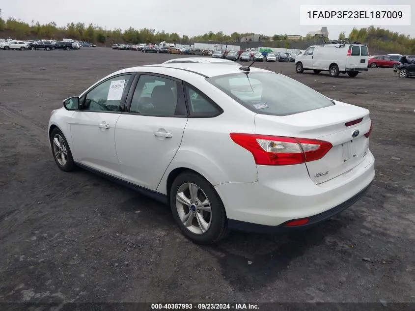 2014 Ford Focus Se VIN: 1FADP3F23EL187009 Lot: 40387993