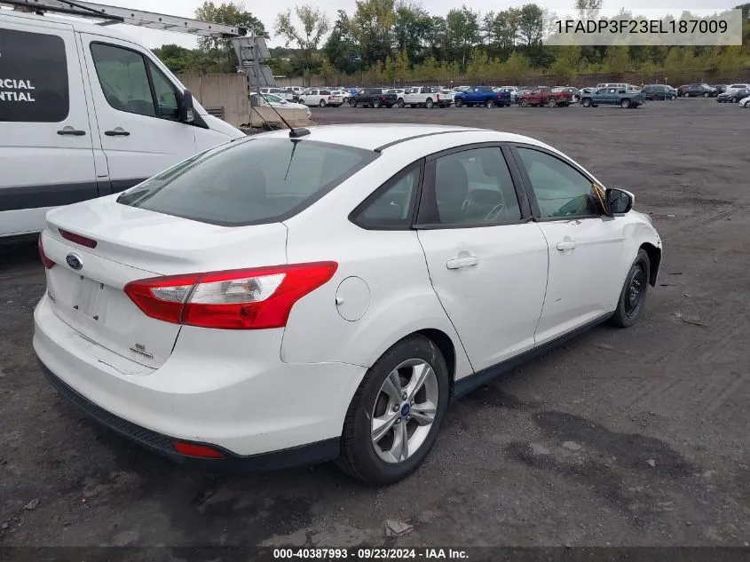 2014 Ford Focus Se VIN: 1FADP3F23EL187009 Lot: 40387993