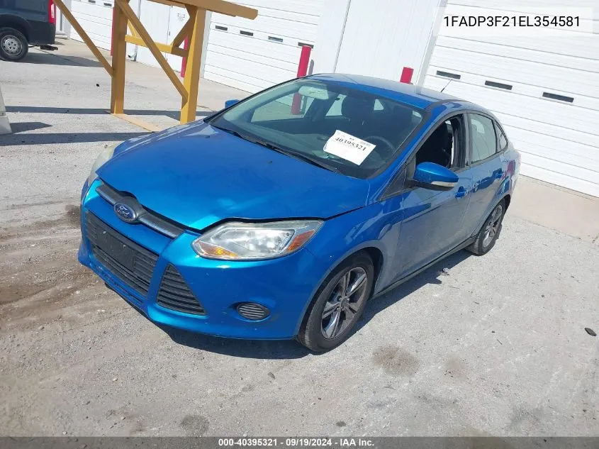 2014 Ford Focus Se VIN: 1FADP3F21EL354581 Lot: 40395321